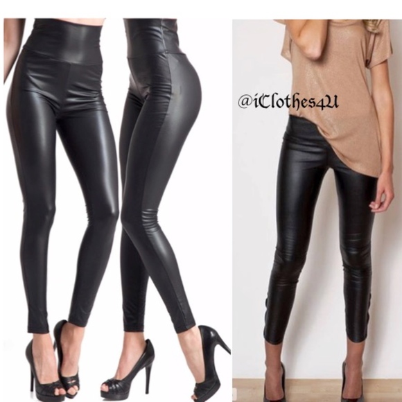 Pants - Just In Black Vegan Leather Leggings